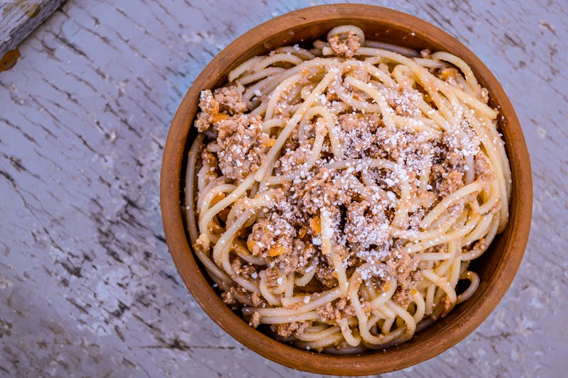 Spaghetti Bolognese with rich meat sauce